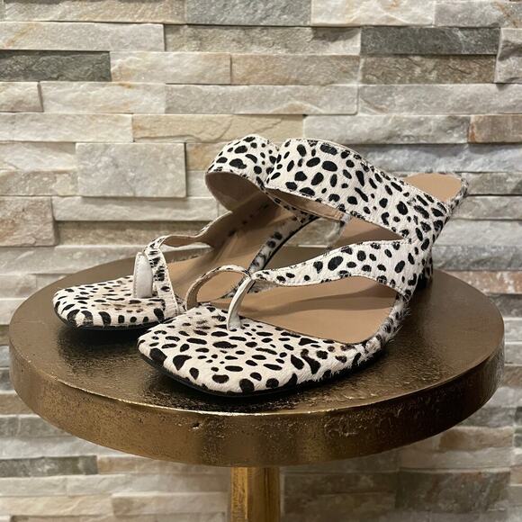 VanEli Size 9 Pony Hair Heels | Spotted Animal Print, Kitten Heel, Y2K Mules - Picture 4 of 11